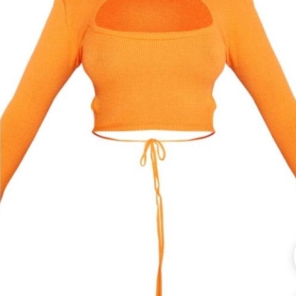 PrettyLittleThing Orange Long Sleeve Cut Out Top